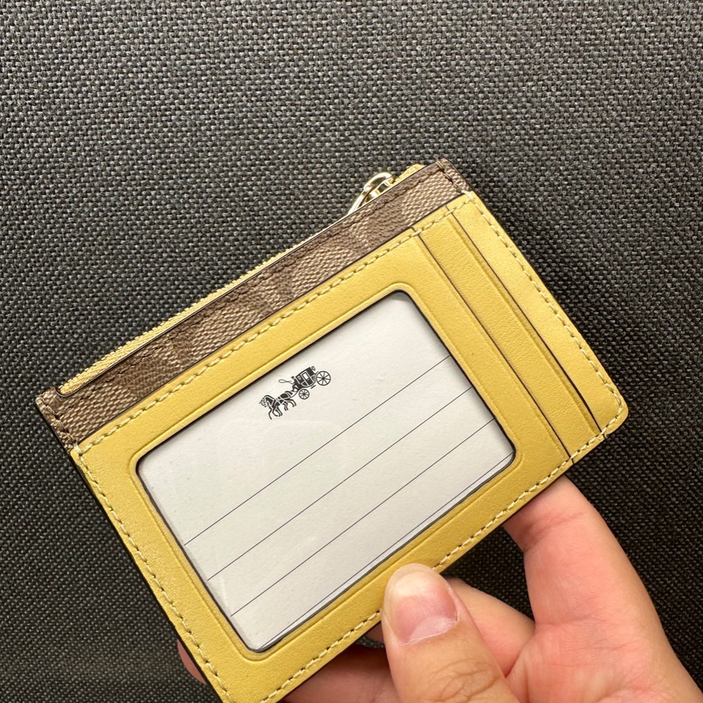 NWT! RARE! Coach F16107 Signature Mini Skinny ID Case IM/Khaki/Sunflower Women - Picture 5 of 8